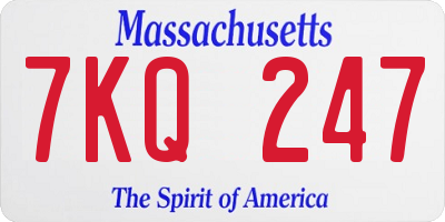 MA license plate 7KQ247