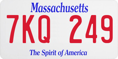 MA license plate 7KQ249