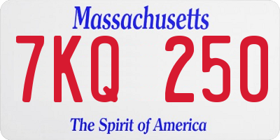 MA license plate 7KQ250