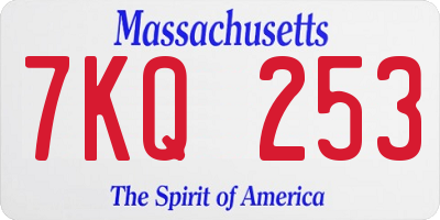 MA license plate 7KQ253