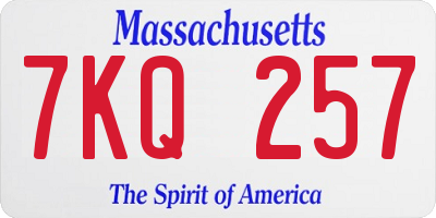 MA license plate 7KQ257