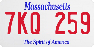 MA license plate 7KQ259