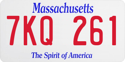 MA license plate 7KQ261