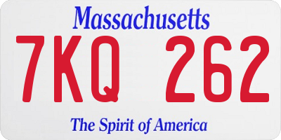 MA license plate 7KQ262