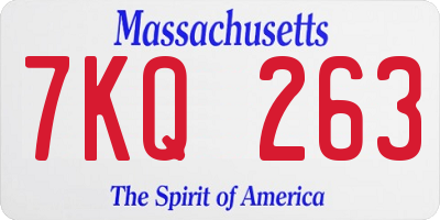MA license plate 7KQ263