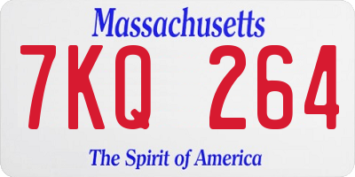 MA license plate 7KQ264
