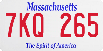 MA license plate 7KQ265