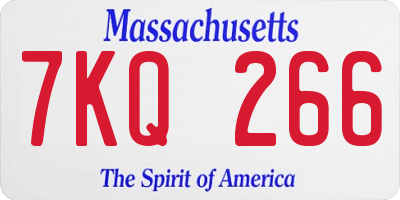MA license plate 7KQ266