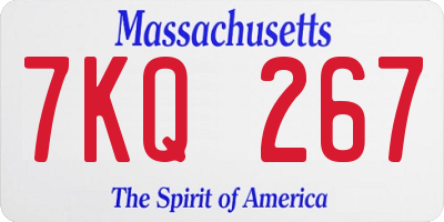 MA license plate 7KQ267