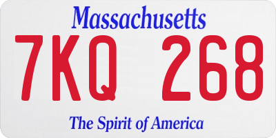MA license plate 7KQ268