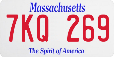 MA license plate 7KQ269