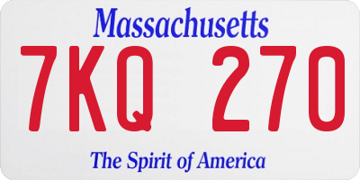 MA license plate 7KQ270