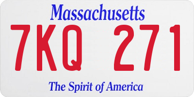 MA license plate 7KQ271