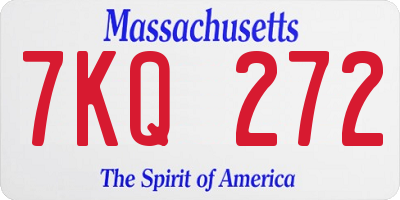 MA license plate 7KQ272