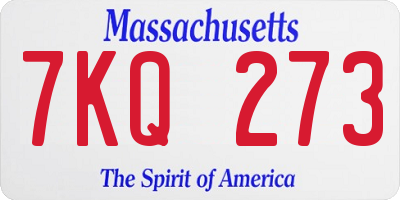 MA license plate 7KQ273
