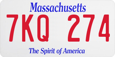MA license plate 7KQ274