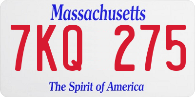 MA license plate 7KQ275