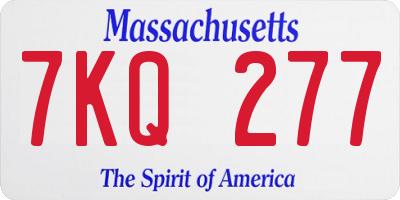 MA license plate 7KQ277