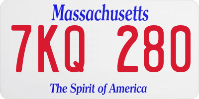 MA license plate 7KQ280