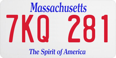 MA license plate 7KQ281