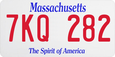 MA license plate 7KQ282