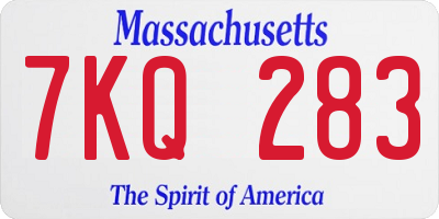 MA license plate 7KQ283