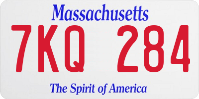 MA license plate 7KQ284