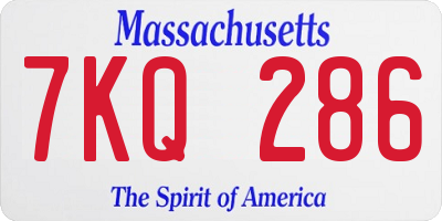 MA license plate 7KQ286