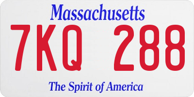 MA license plate 7KQ288