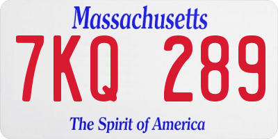 MA license plate 7KQ289