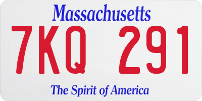 MA license plate 7KQ291