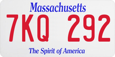 MA license plate 7KQ292
