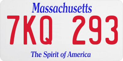 MA license plate 7KQ293