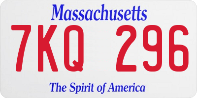 MA license plate 7KQ296