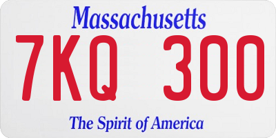 MA license plate 7KQ300