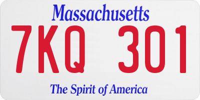 MA license plate 7KQ301