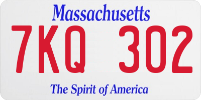 MA license plate 7KQ302