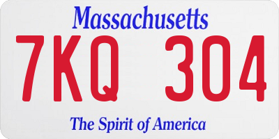 MA license plate 7KQ304