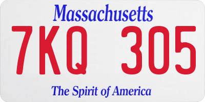 MA license plate 7KQ305