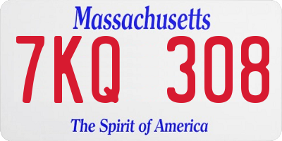 MA license plate 7KQ308