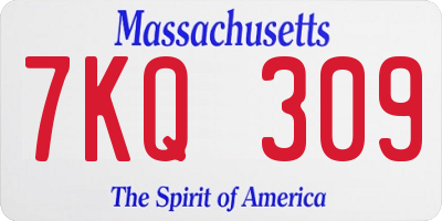 MA license plate 7KQ309