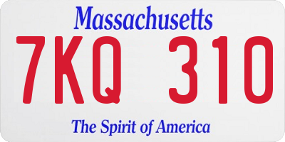 MA license plate 7KQ310