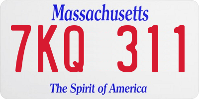MA license plate 7KQ311