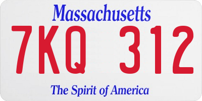 MA license plate 7KQ312