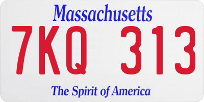 MA license plate 7KQ313