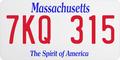 MA license plate 7KQ315