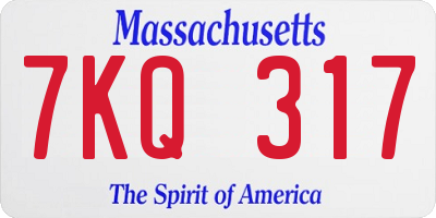 MA license plate 7KQ317