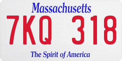 MA license plate 7KQ318
