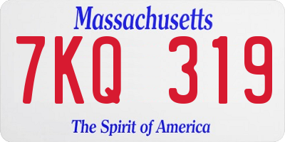 MA license plate 7KQ319
