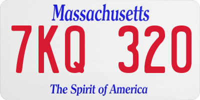 MA license plate 7KQ320